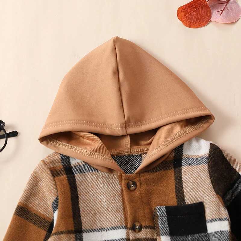 Clothing Sets Autumn Baby Boy Clothes Set Newborn Infant Tracksuit Outfits Long Sleeve Hooded Plaid Jacket with Elastic Waist Pants Clothing
