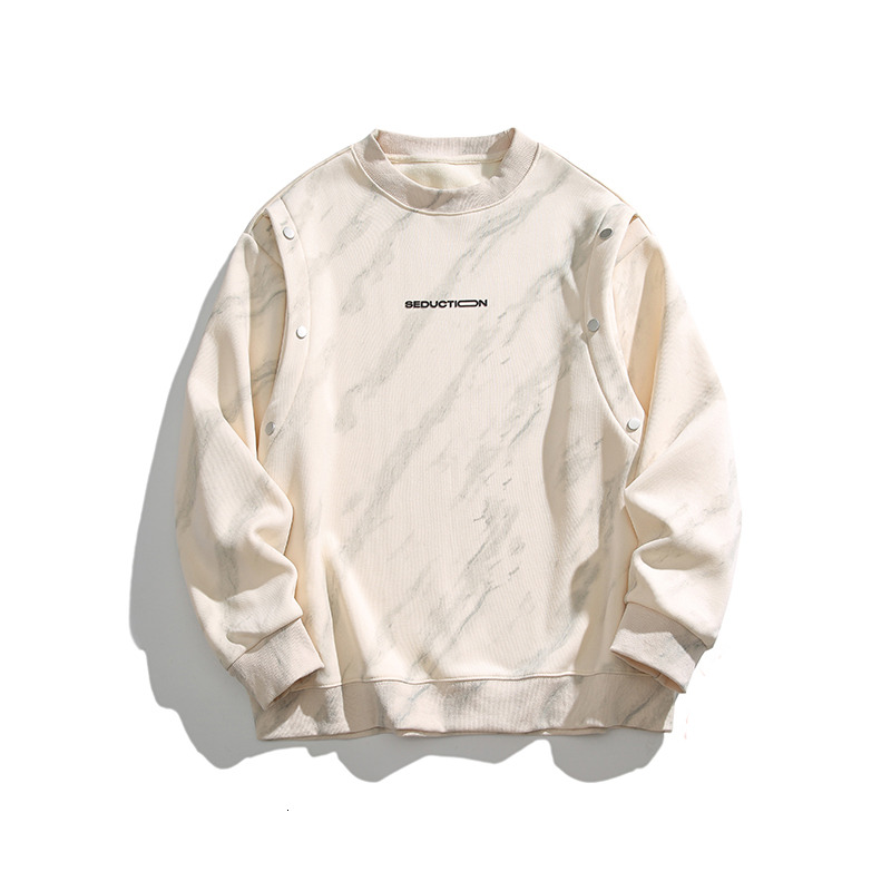 2023 New Tie Dyed Button Decorative Round Neck Sweater Fashion Trend Loose Long sleeved Top Bottom F7.8#87.22