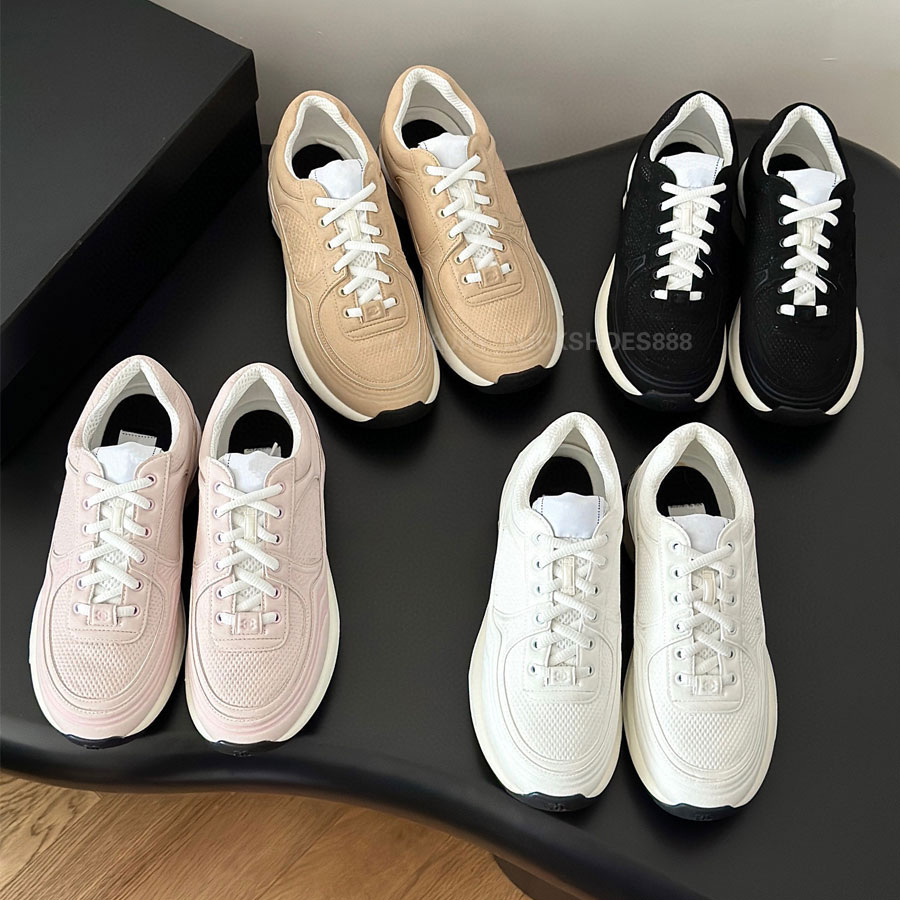 Top quality Trendy Low-top mesh Platform Running sneakers womens Genuine leather lace-up tennis shoes Casual trainers shoes Luxury designer Flat Sports shoes