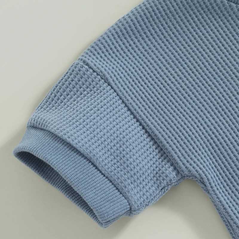 Clothing Sets 2023-02-17 Lioraitiin 0-3Years Infant Boys Summer Clothes Outfits Solid Buttons Crew Neck Short Sleeve Tops Shorts 2Pcs Suit R240708