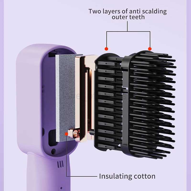 Wireless Hot Air Hair Dryers Brush Curl Rotating Curler Professional Straightener Electric Styling Appliances Eners Comb MachineM240708