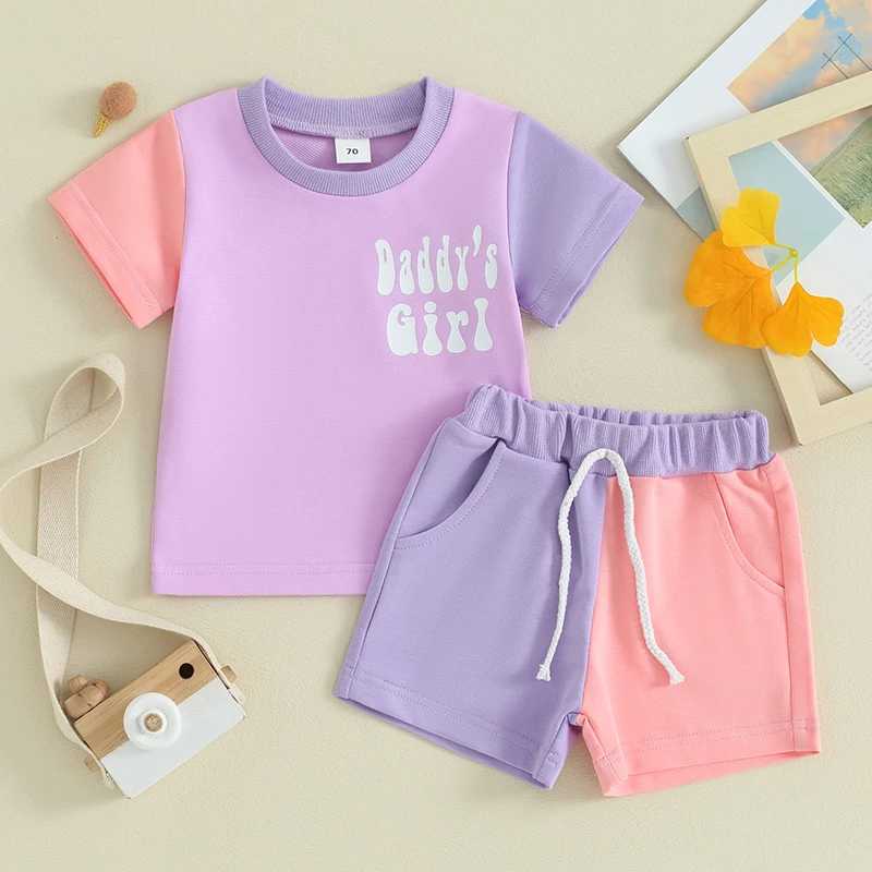 Clothing Sets 2023-12-29 Lioraitiin 0-3Y Toddler Baby Boys Girls Summer Outfits Short Sleeve Contrast Color Tops and Pocket Shorts ClothesSet R240708