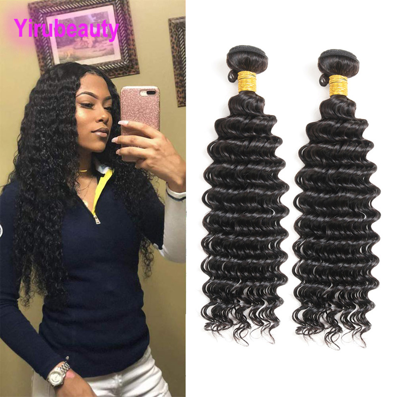 Deep Wave 2 Bundles Brazilian 100% Human Hair Double Wefts Curly Peruvian Indian Virgin Hair Products Natural Color 10-30inch