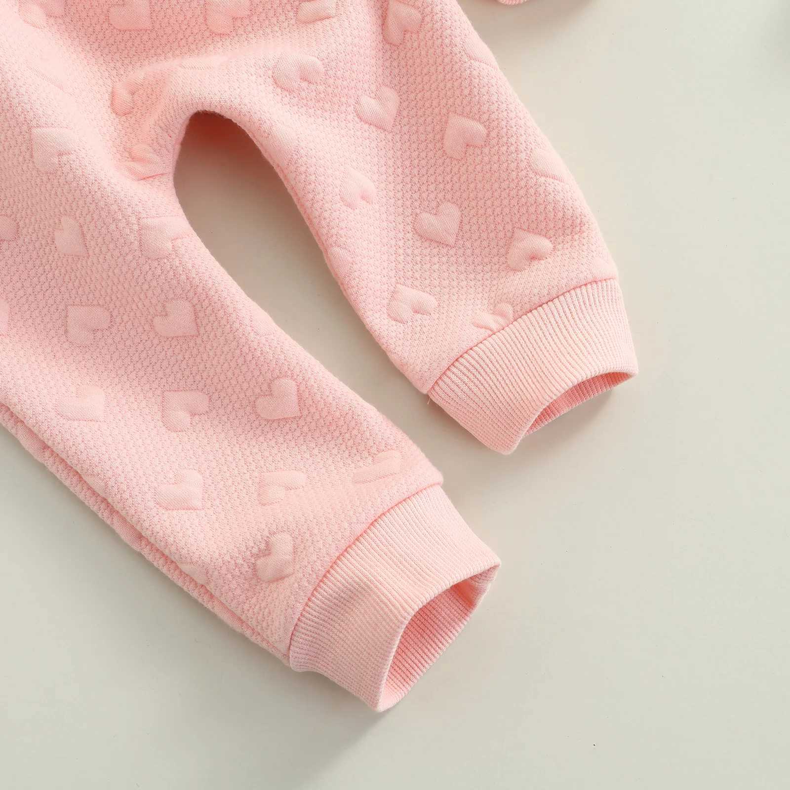 Clothing Sets Valentine 2 Pieces Kids Suit Set Solid Color O-Neck Long Sleeve Ruffle Tops+ Bowknot Trousers for Girls Pink 0-24 Months R240708