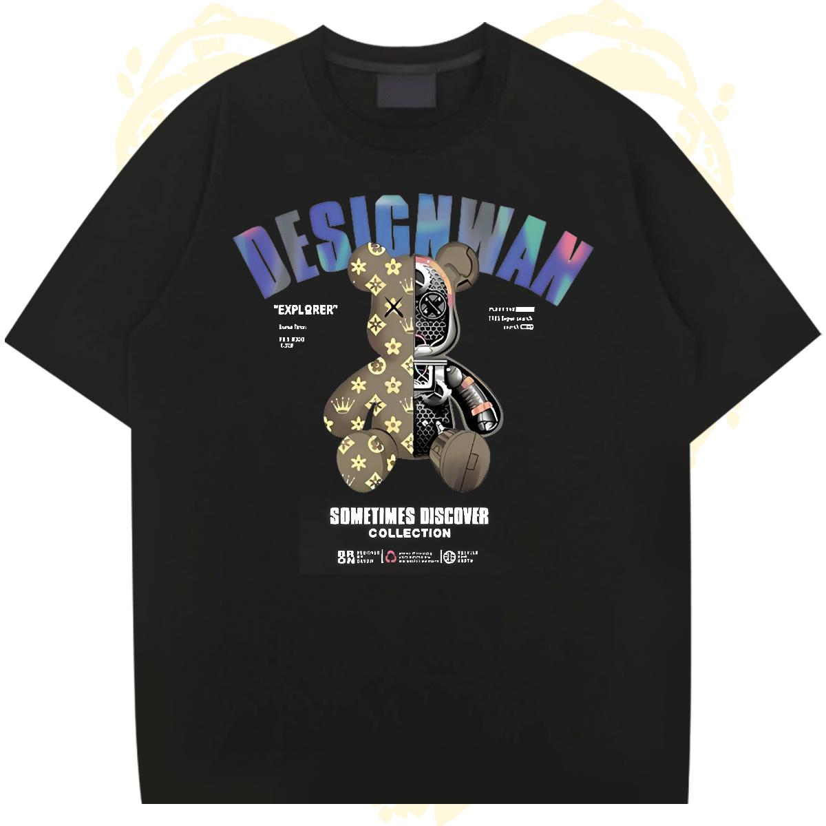 Popular T-Shirts Sports Casual 180g Cotton Couples T Shirts Wholesale Cartoon Print Top Tees