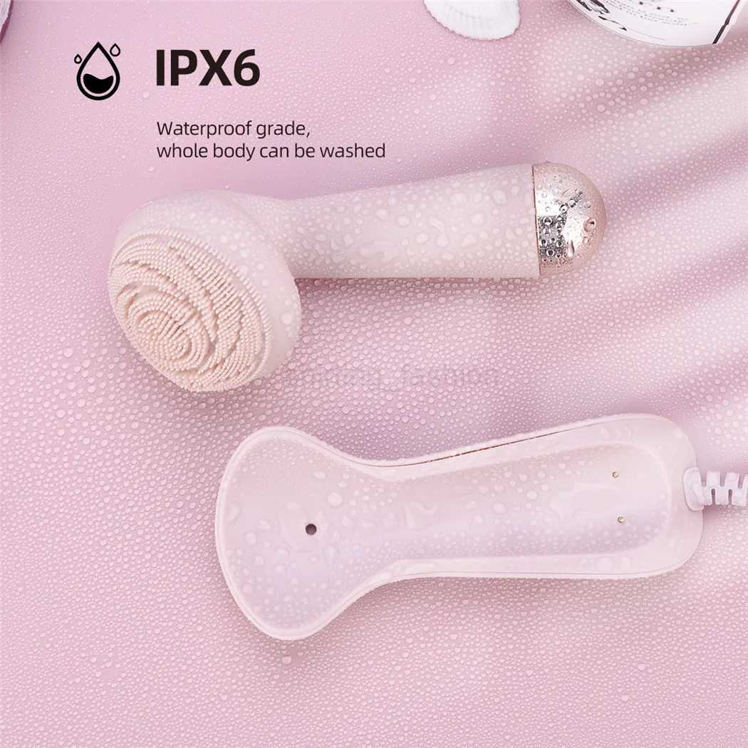Electric Silicone Facial Brush Cleaner Vibration Roller Massage Pore Cleansing Instrument Waterproof Rechargeable Beauty ToolCL240708