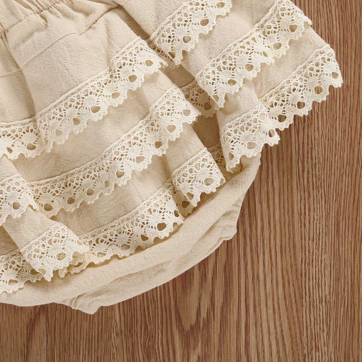 Clothing Sets 2 Pcs Babys Summer Suit Sleeveless Lace Vest Top Layered Hem + Tiered Skirt Panty Outfit for Toddler Girl 6M-4Y R240708