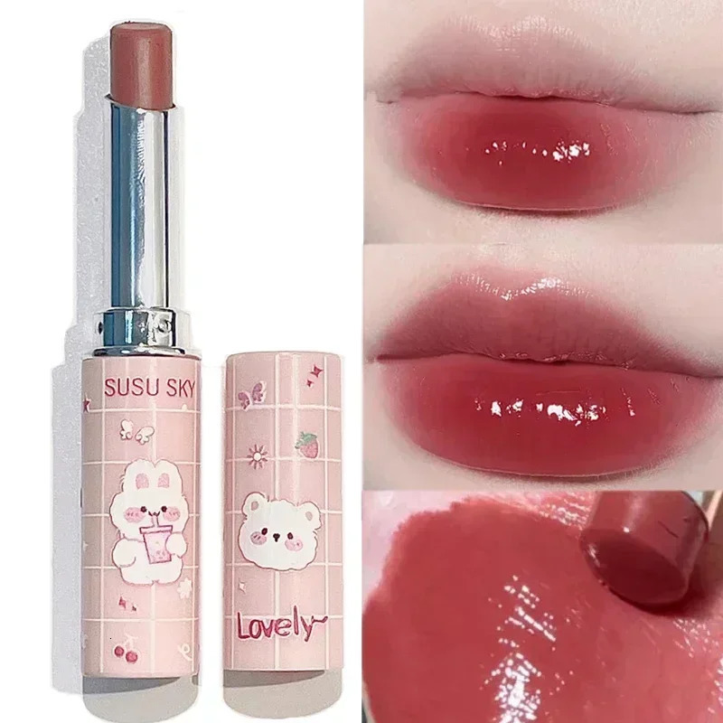 Jelly colored lipstick makeup cherry peach stick free cup crack resistant red lipstick lipstick care cosmetics 240705