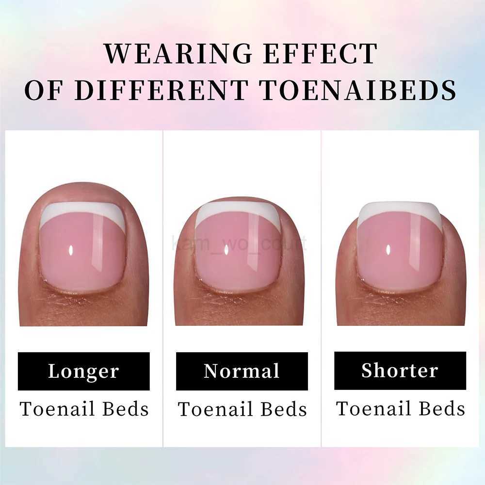 120Pcs Fake Toenails Nude Pink Short Square French Line False Toe Nails Detachable Press On Toenails Acrylic Soft ToeNails TipsM240708