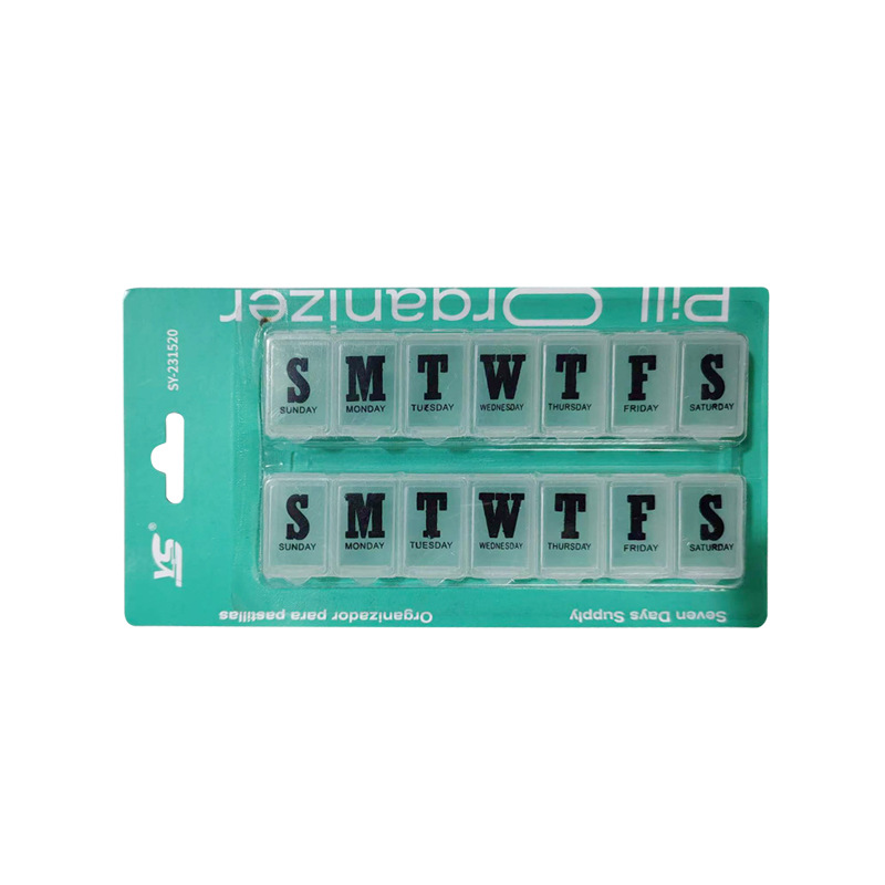 storage pill box a week seven compartments large capacity snap tight single row rectangular box