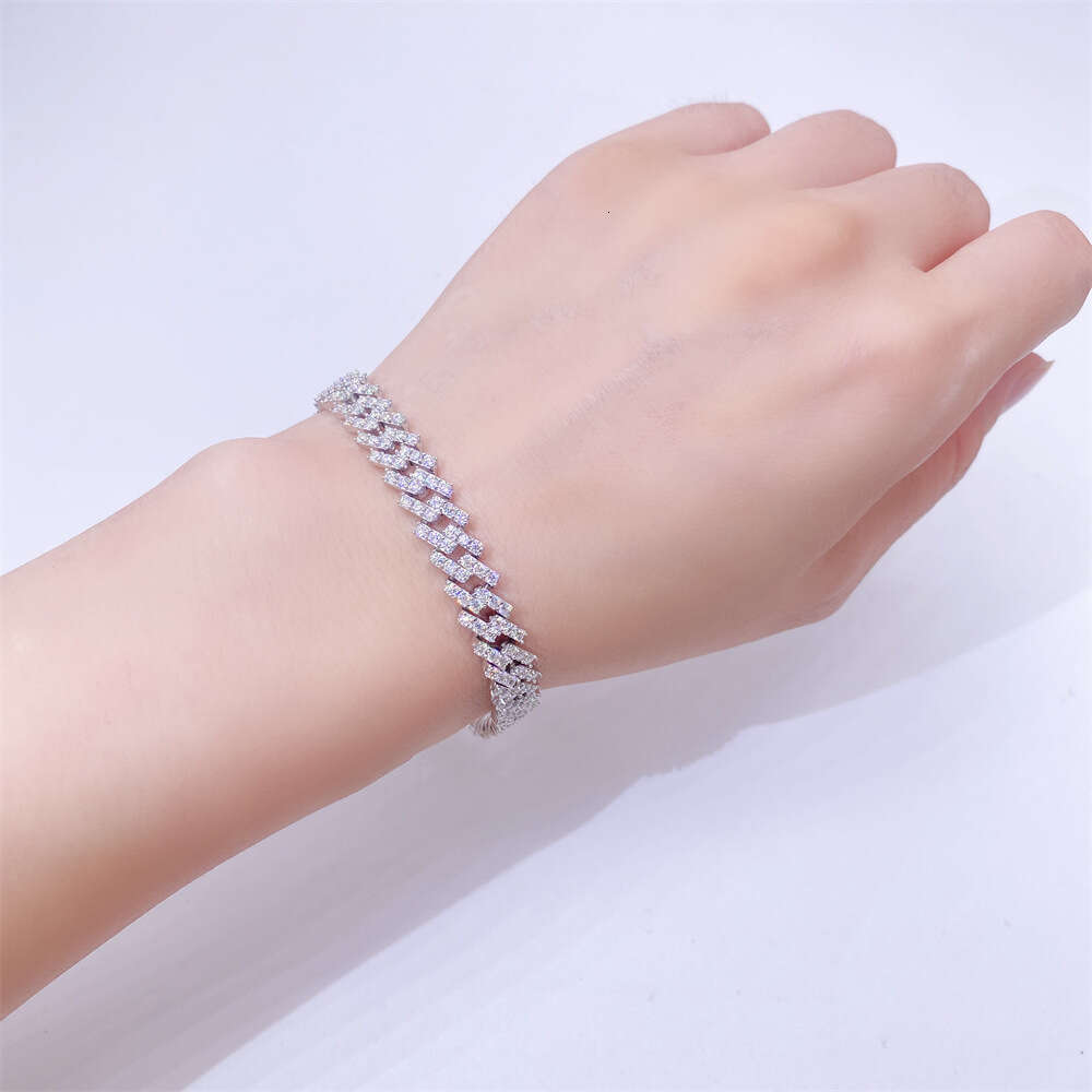 R.gem. 8mm/13mm Width Cuban Chain S925 Silver Choker Moissanite Tennis Necklace for Men