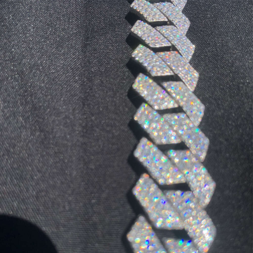 Jwy Men 925 Sterling Silver Cuban Link Chain Moissanite Jewelry 15mm Hip Hop Choker Necklace