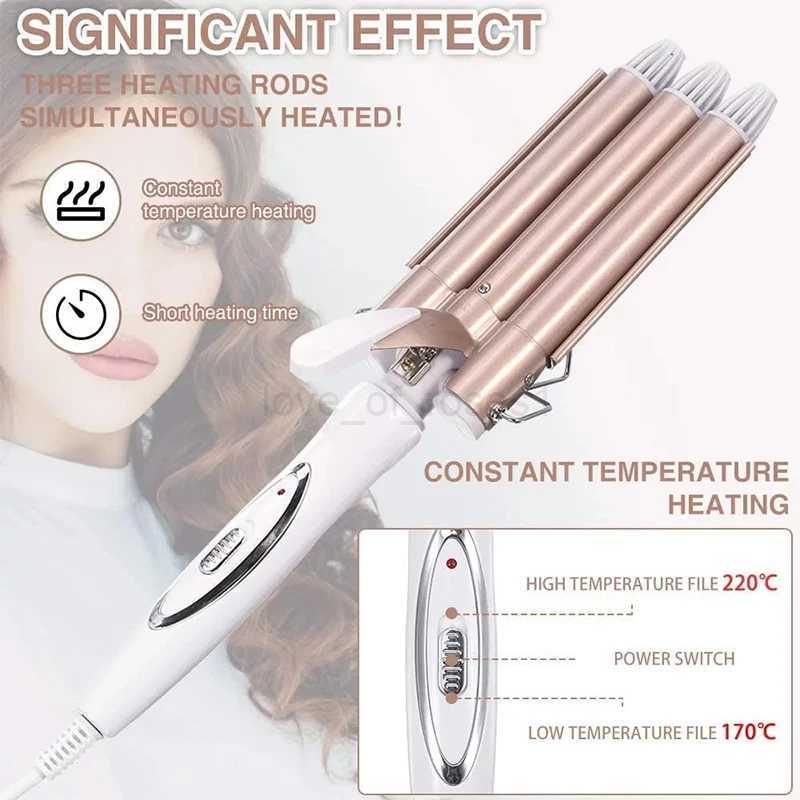 Corrugation Curling Iron Triple Curling Iron Ceramic Styler Professional Hairdressing Tool Hair Straightener Electric Hair StyleM240709