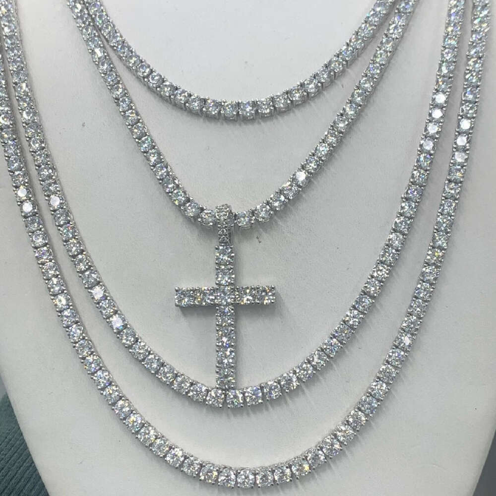 Customized 925 Silver Red Blue Green Black Diamond Tennis Chain Bracelet Colorful Moissanite Tennis Necklace