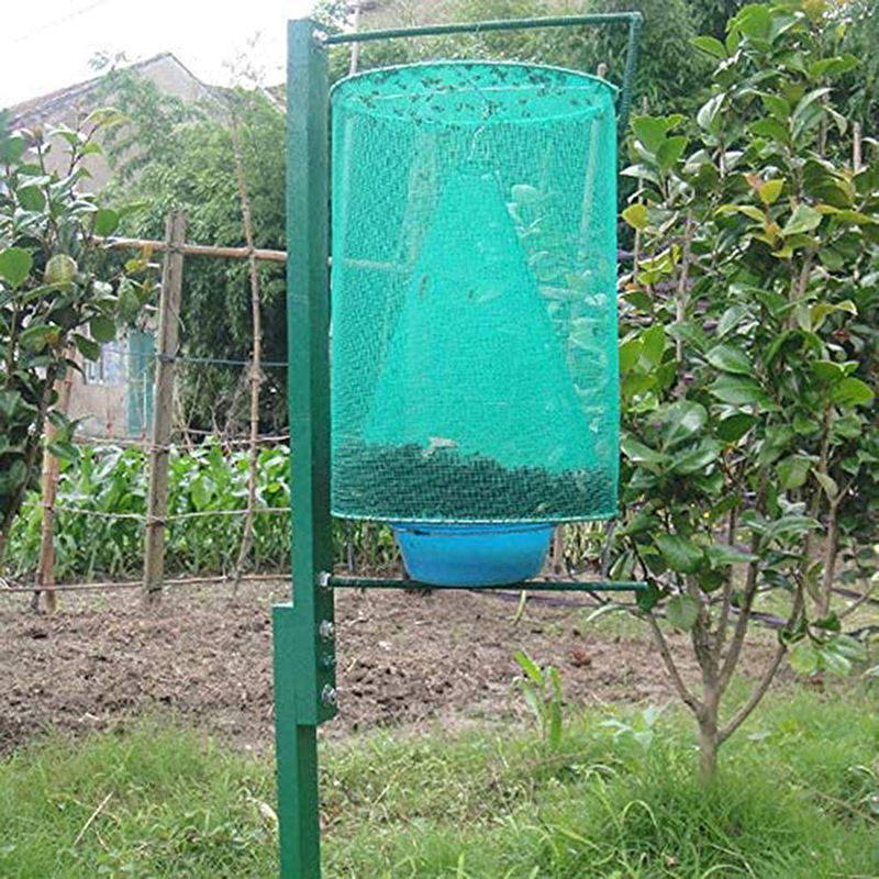 LNDF Green Hanging Flycatcher Folding Fly Trap Net Summer Traps Top Fly Bait Insect Killer Flise Catcher For Ranch Farm Field