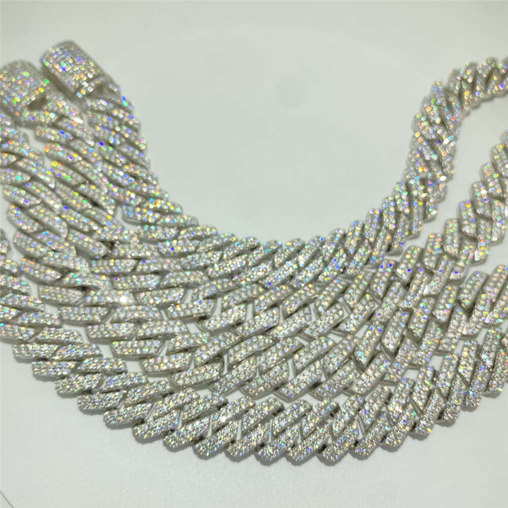 Wholesale 14mm Iced Out Fashion Hip Hop Men Jewelry Cuban Link Vvs Moissanite Diamond Miami Chain 925 Silver Necklace