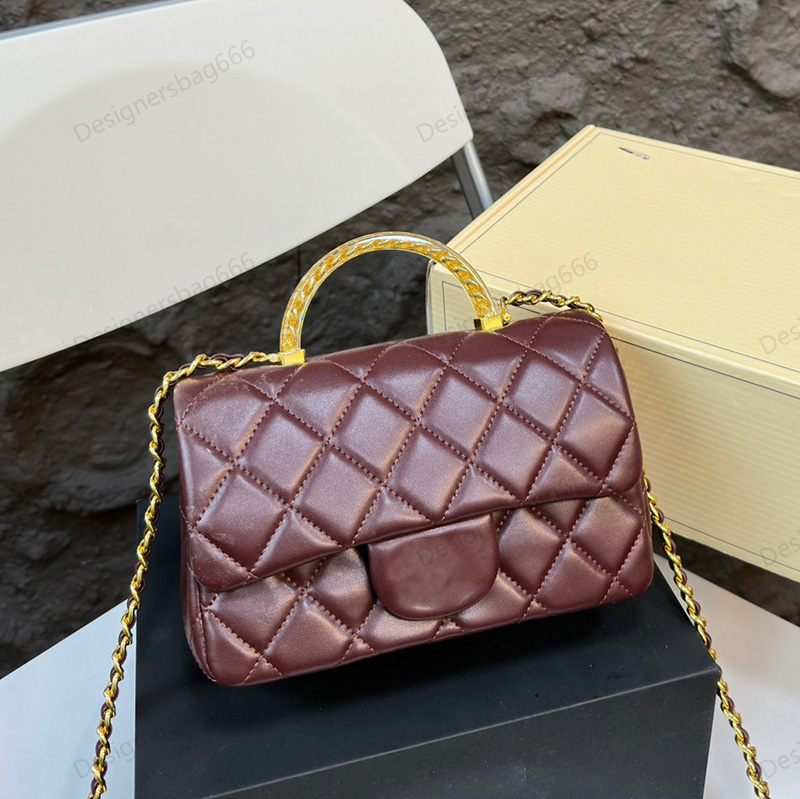 Women Designer Trendy Bag Tote Carved Letters Shoulder Sequined Decoration with Top Handle 19x12cm 6 Colors Gold Hardware Matelasse Chain Purse Cross Body Handbag