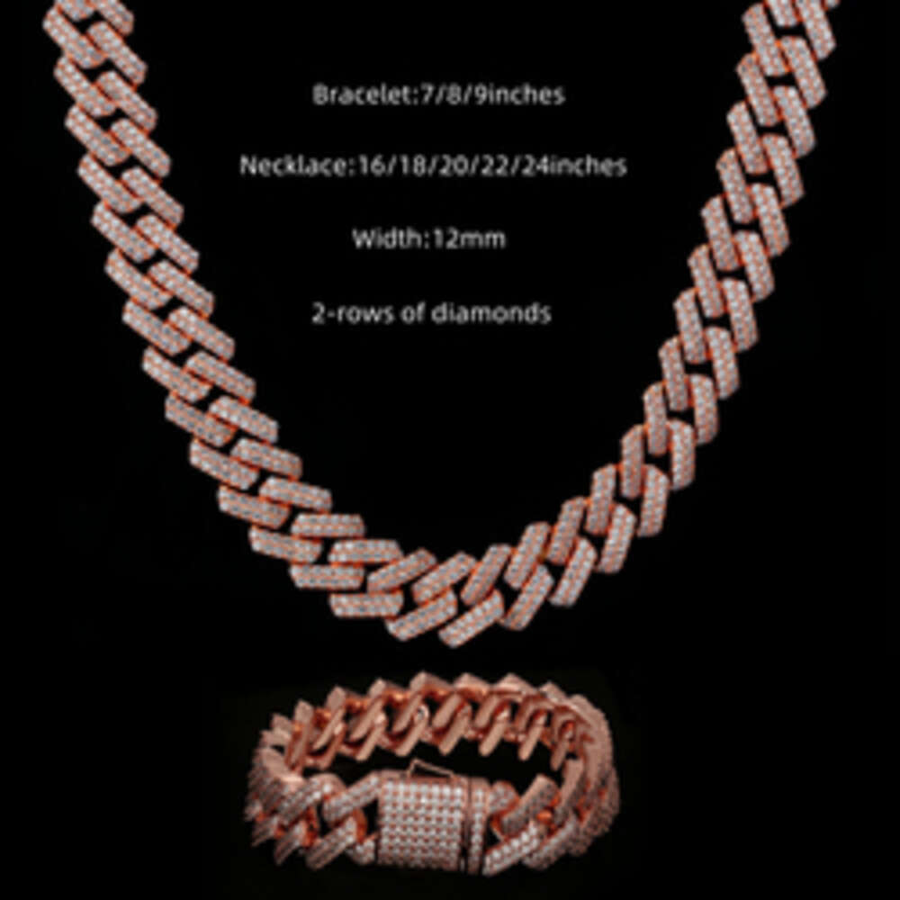 Custom Stock Iced Out Vvs Moissanite Cuban Bracelet 925 Silver Bling Cz Diamond Link Chain Hip Hop Men Jewelry Necklace