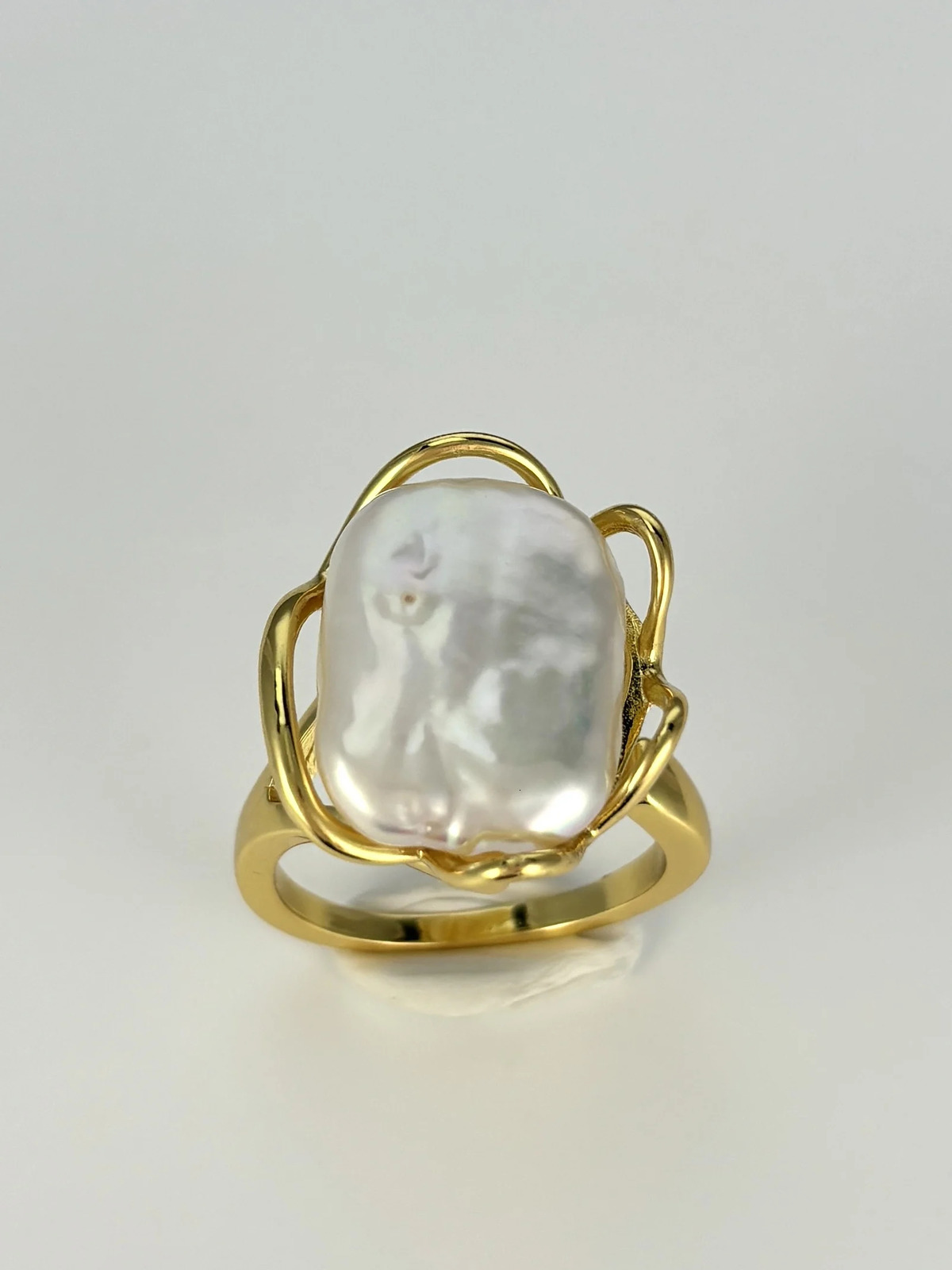 Pearl Statement Ring - Gold Plated with Baroque Pearl 240626