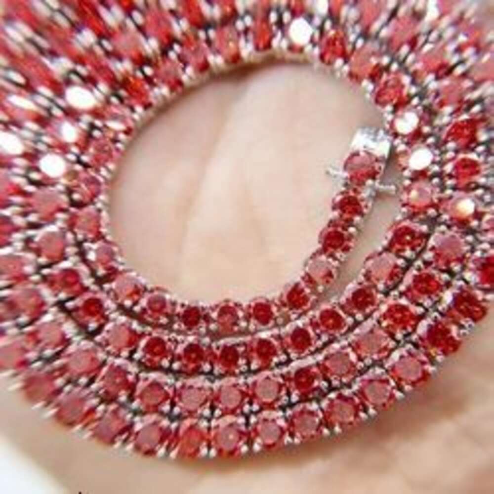Customized 925 Silver Red Blue Green Black Diamond Tennis Chain Bracelet Colorful Moissanite Tennis Necklace