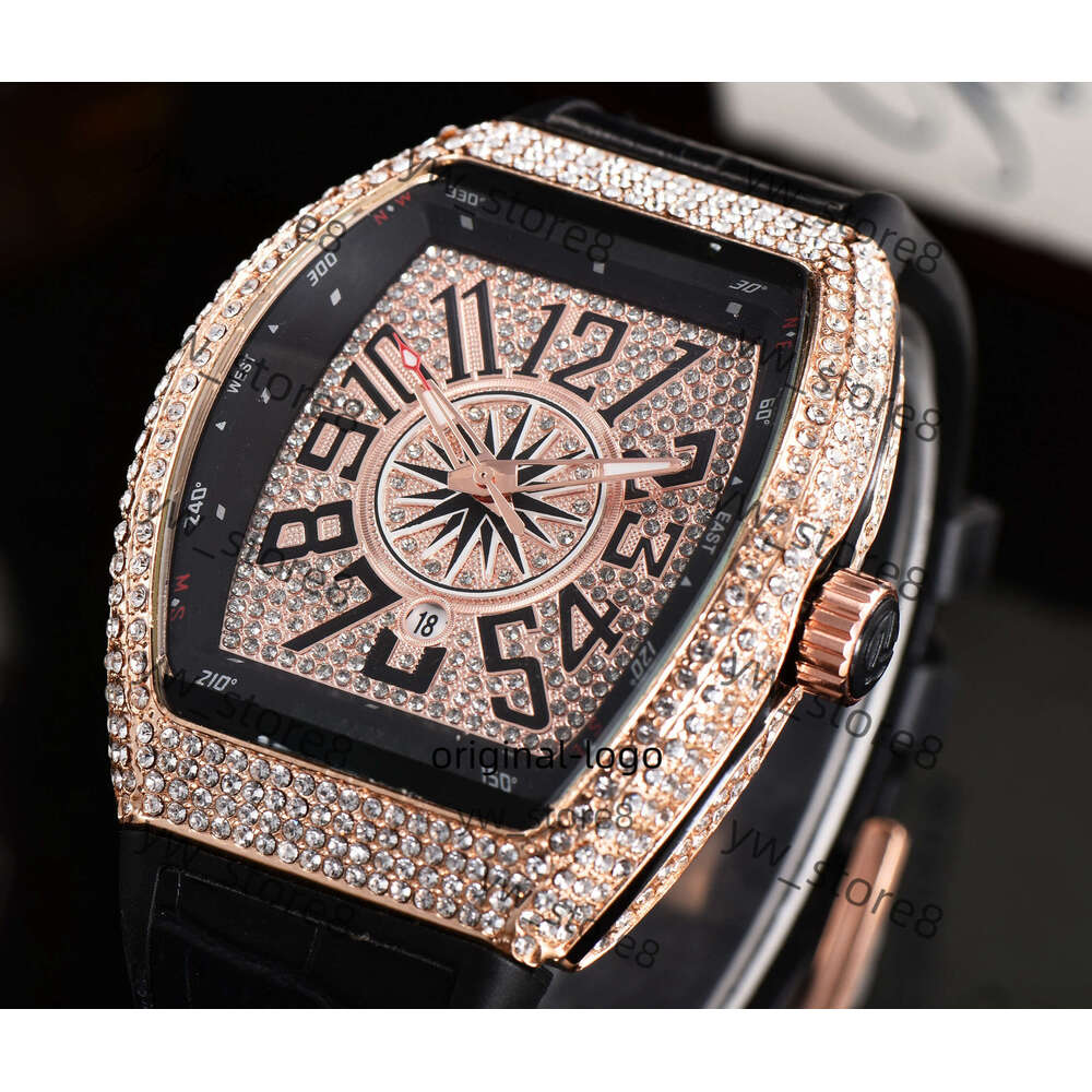 francia watch high-end Men's frank mueller watch with fully automatic movernent mineral reinforced glass stainless steel case genuine leather strap 130