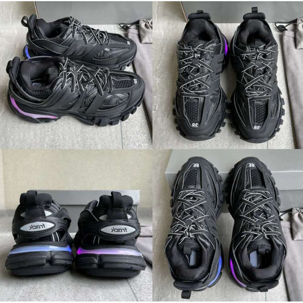 Fashion designer Womens Mens Casual Shoe Track Sneaker Light Grey Blue Gomma leather black pink Trainer Nylon Printed Platform for Men Trainers Shoes