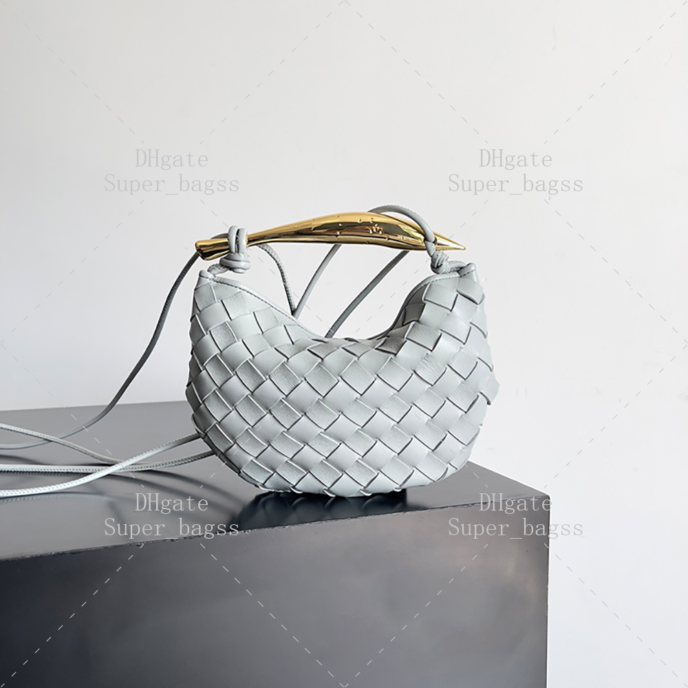 20A mirror high-quality designer bag mini crossbody bag 20CM shoulder bag sheepskin handbag knitted leather top handle strap box YB05V