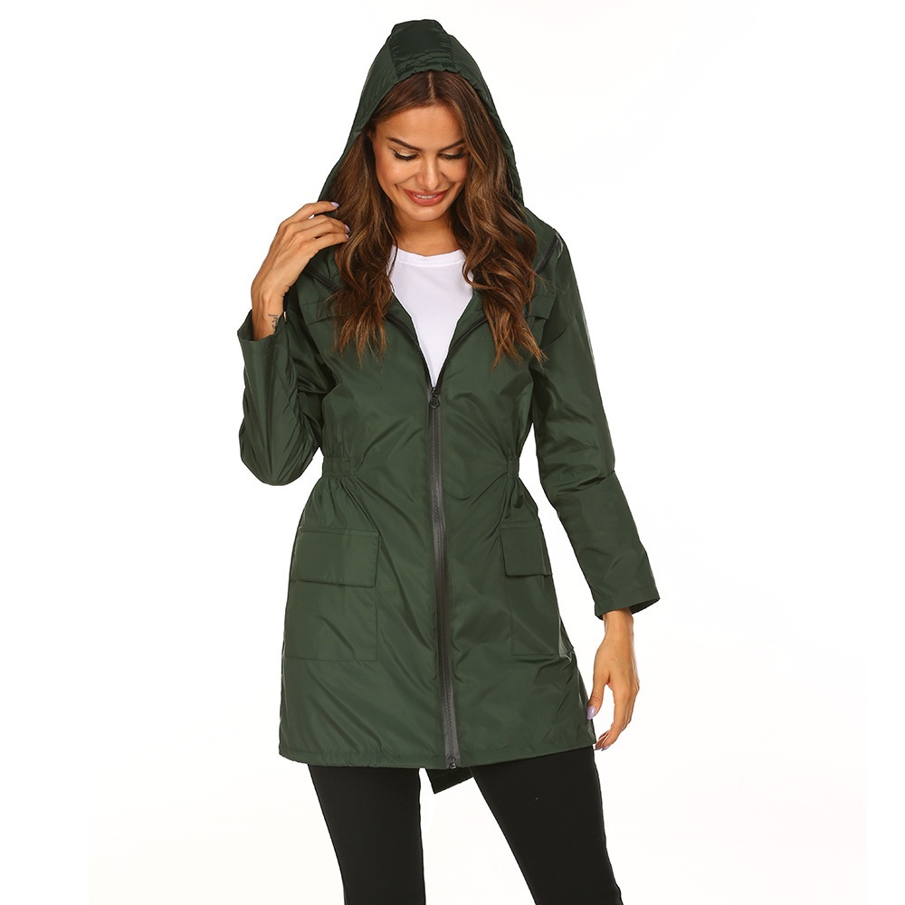 Light Jacket Sports Coat Light Rain Jackets with Hooded Waist Womens Tight Yoga Clothes Quick-drying Top Zipper Cardigan Fitness HYY0726