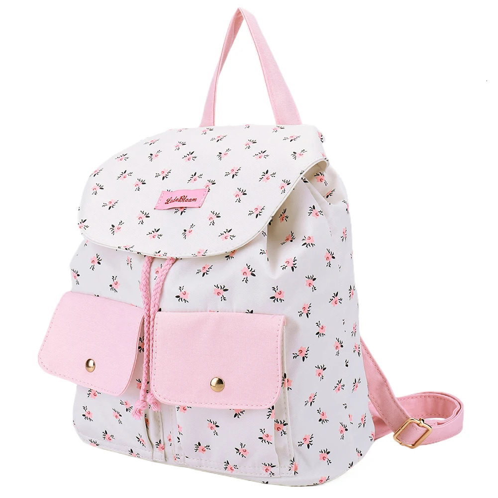 Womens floral backpack fashionable notebook backpack multiple pockets canvas fashionable school backpack adjustable strap for outdoor travel 240704bj