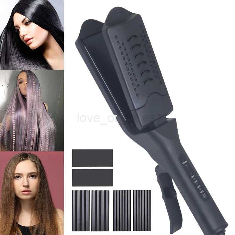 Professional 3 in 1 Hair Corrugated Curling Iron for Hair Straight Crimp Corn Splint Flat Wave Iron Ceramic Digital Styling ToolM240709