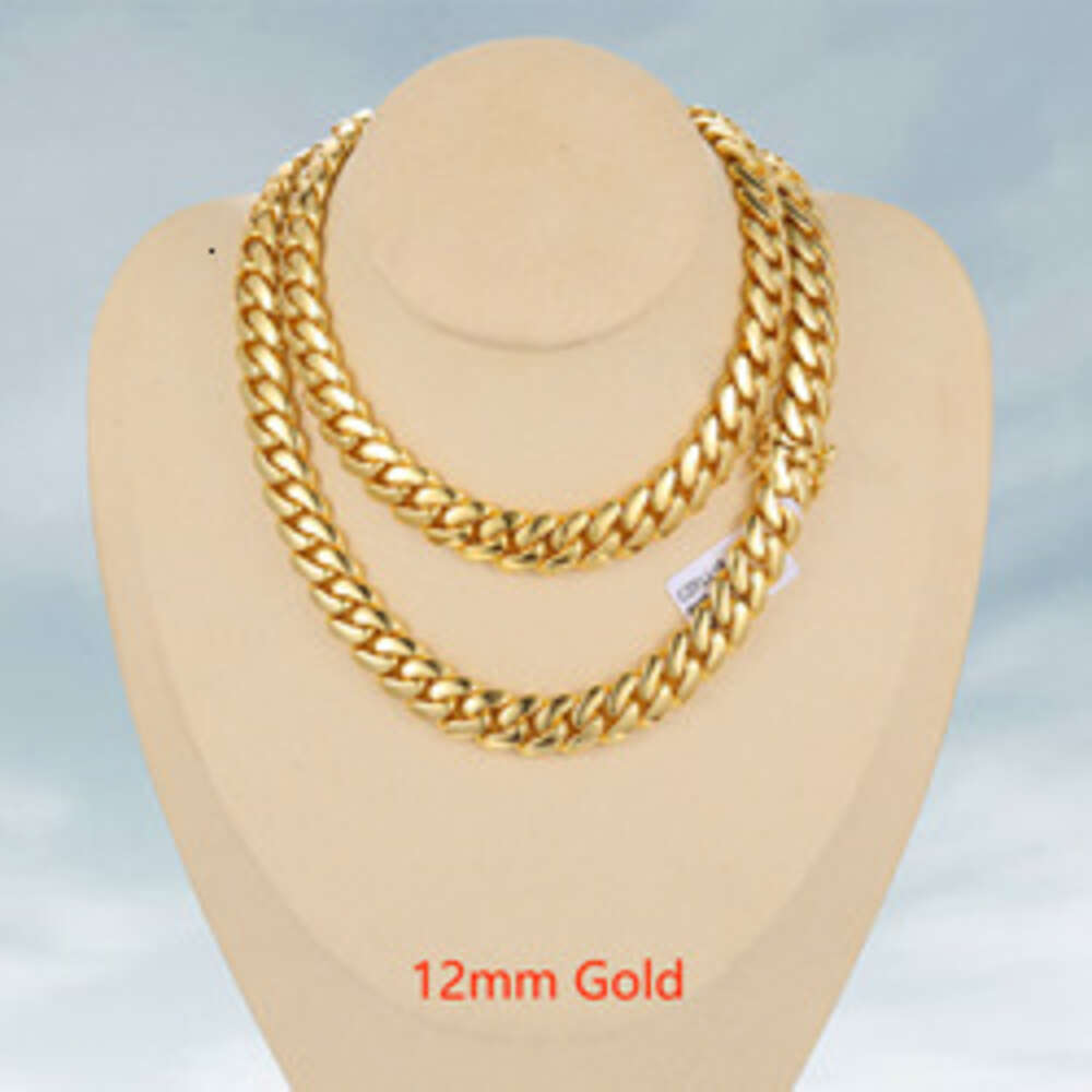 Wholesale Luxury Hip Hop Jewelry Mens Custom 18k Gold Plated Solid Brass Heavy Miami Cuban Link Chain Necklace