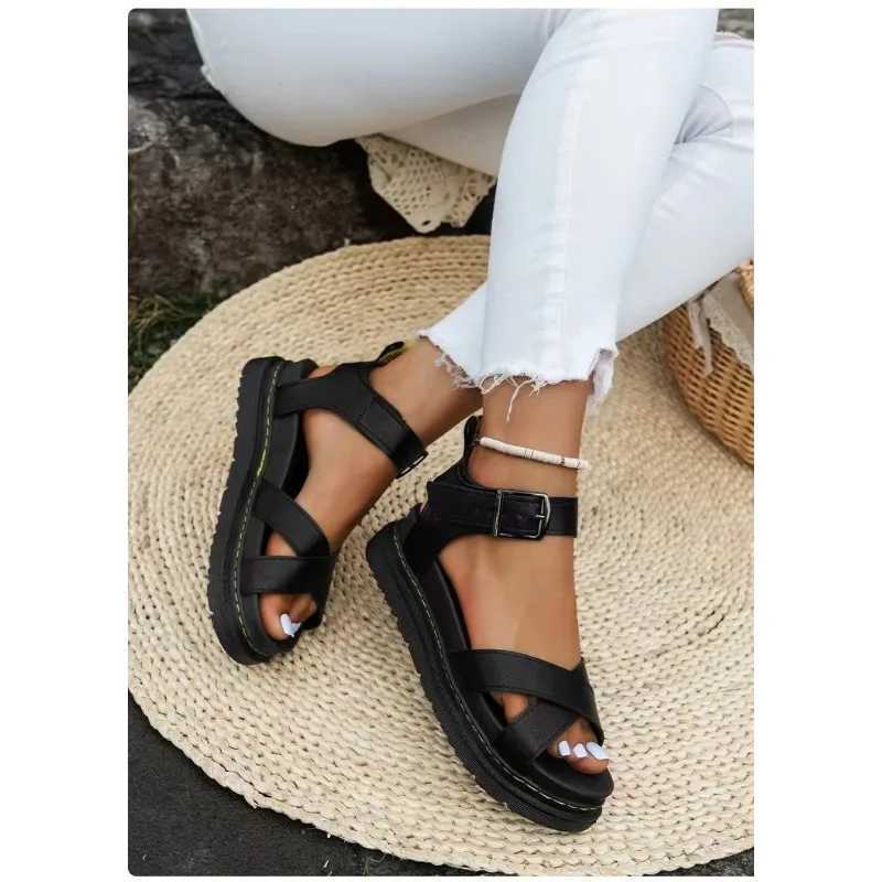 Summer Sandals for Women, Flat Platform Beach Large Size, High Heels, Black Fashion Sandals, Sonake Shoes, 2024 Collection, H240709