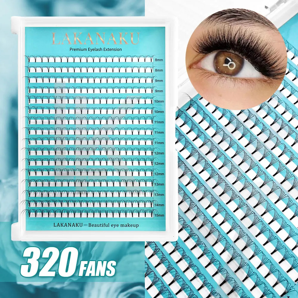Lakanaku 320 Fans Premade Volume Fans 3D 4D 5D 6D Soft Cashmere Matte Eyelashes Large Capacity Cilios Individual Lash Extension 240709