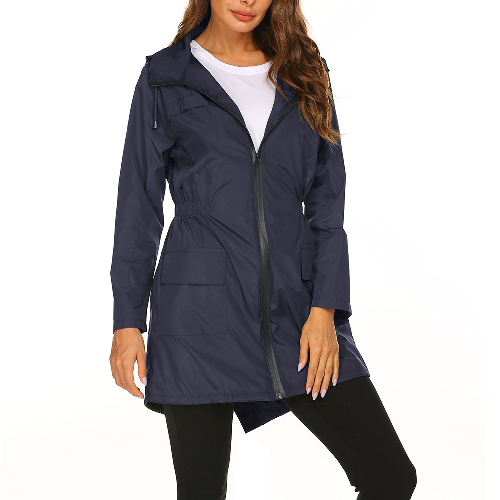 Light Jacket Sports Coat Light Rain Jackets with Hooded Waist Womens Tight Yoga Clothes Quick-drying Top Zipper Cardigan Fitness HYY0726