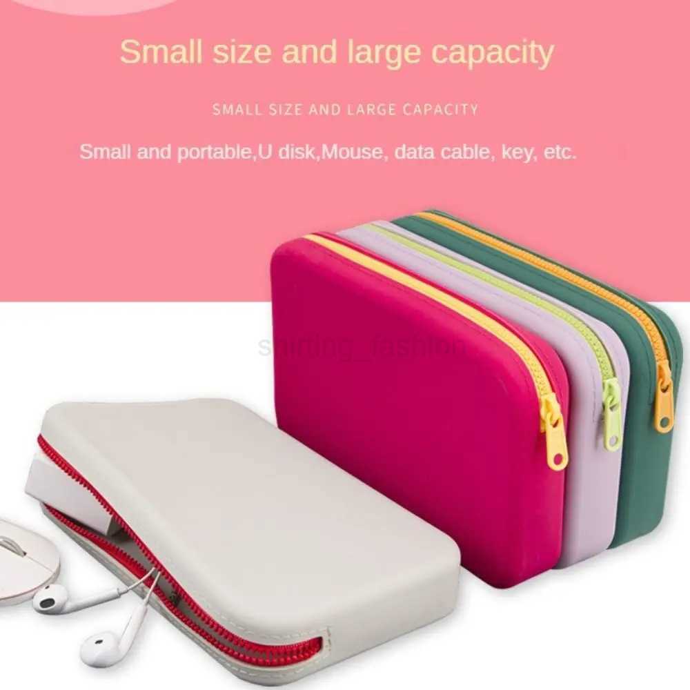 Waterproof Large Capacity Cosmetic Storage Bag with Zipper Square Silicone Makeup Pouch Makeup Brush Holder Travel Storage PouchCL240708