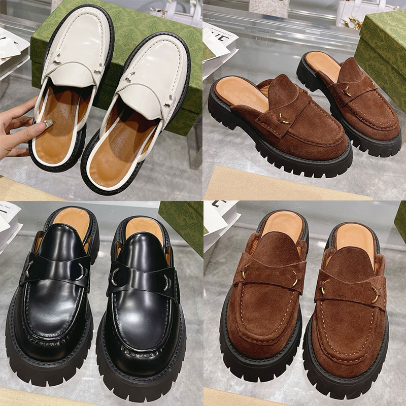 WOMEN'S MULE THE HORSEBIT designer slipper womens slippers leather mules horsehead buckle slipper low heel slippers fashion black mules new vacation mules