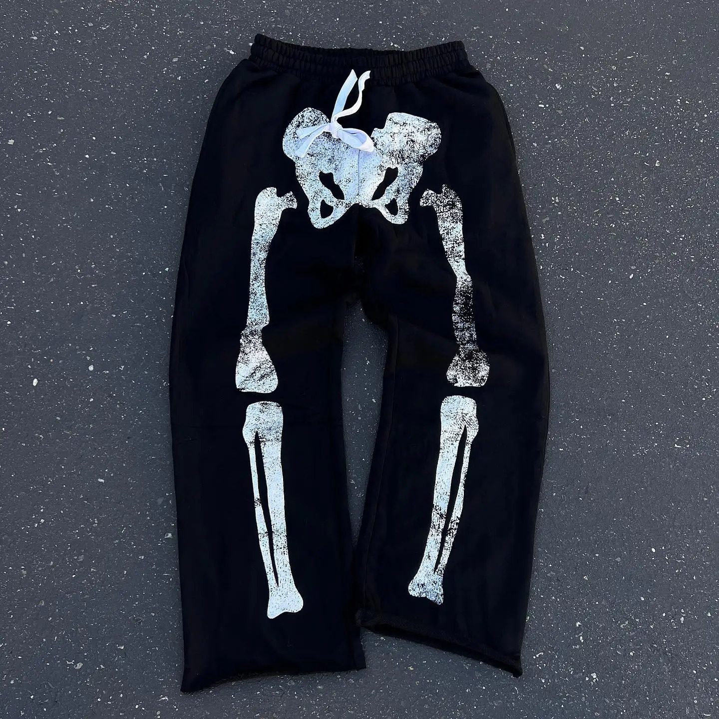 Y2K Sweatpants Men Women Harajuku Retro Skull Graphic Print Sweatpants High Waist Casual Cotton Baggy Pants Streetwear Trousers 240708
