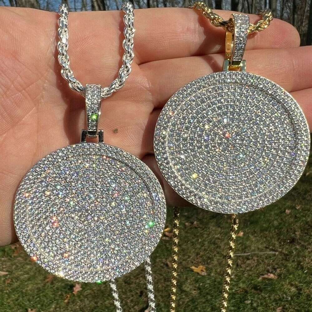 Customization 925 Sterling Silver Round Shape Necklace Pendant Large Moissanite Hip Hop