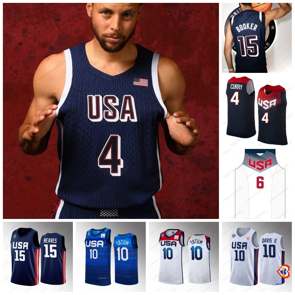 2024 USA Basketball Jersey Joel 13 Embiid Anthony 6 James Stephen 4 Curry Kevin 7 Durant 10 Jayson Tatum 14 Davis 11Johnson custom jerseys