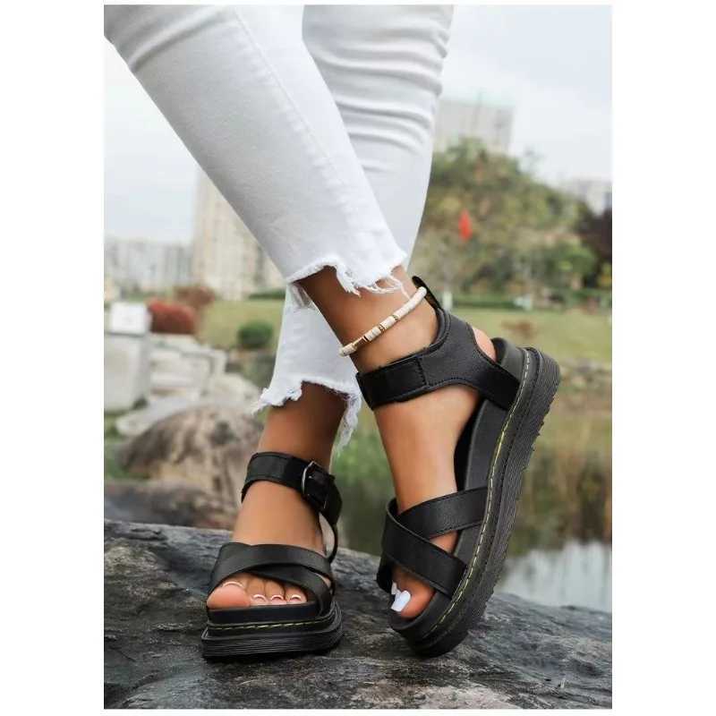 Summer Sandals for Women, Flat Platform Beach Large Size, High Heels, Black Fashion Sandals, Sonake Shoes, 2024 Collection, H240709