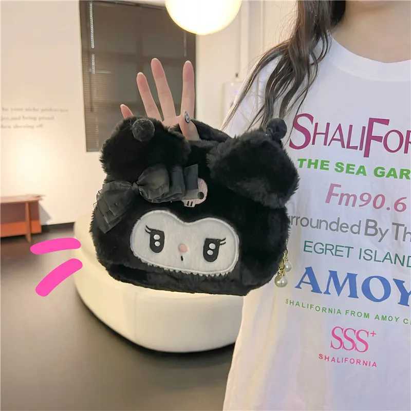 Mys Melodys Plush Makeup Bag Kuromis Cute Cartoon Storage Bag Student Storage Tote Bags Pack for Girl Holiday Birthday GiftCL240708
