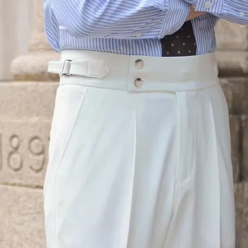 Wide Leg Business Social Tailoring Man Suits Pants Fluid Draped Trousers for Men Vintage Summer 2024 Thin Casual Up In 240708Z