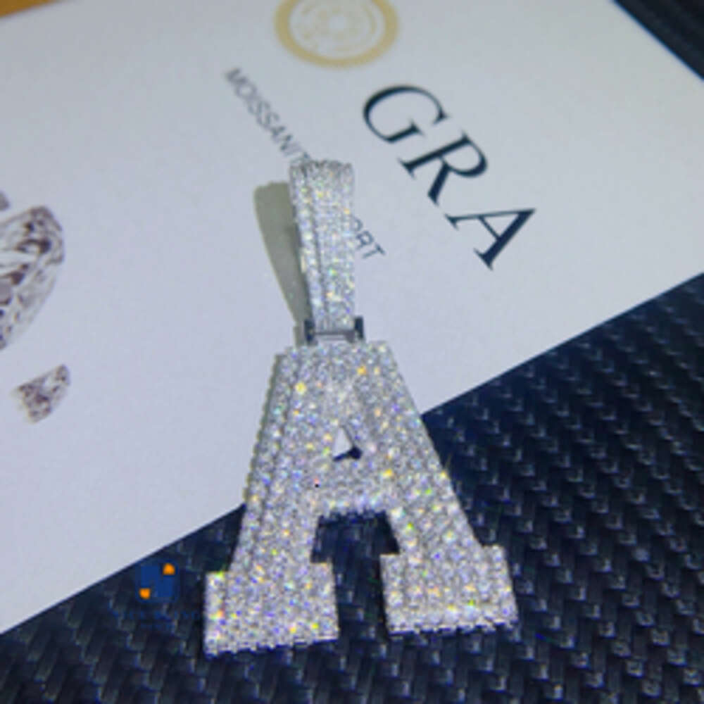 Factory Price Hip Hop Jewelry Moissanite Necklace Diy Letter Iced Out Real S925 Silver Custom Pendant
