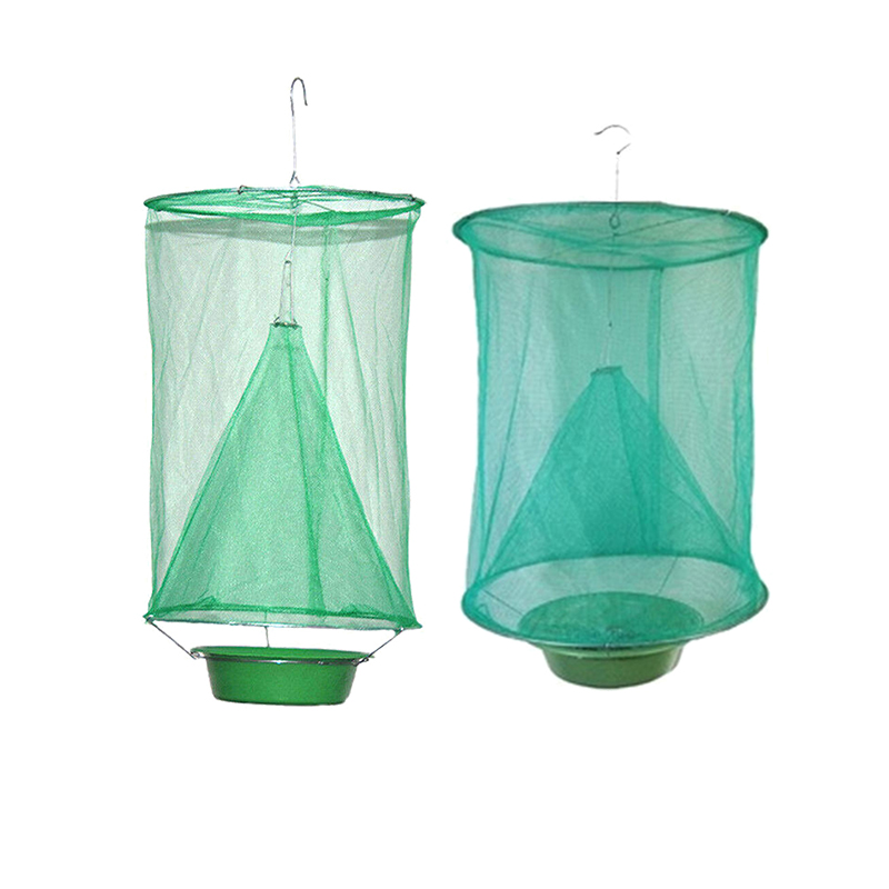 LNDF Green Hanging Flycatcher Folding Fly Trap Net Summer Traps Top Fly Bait Insect Killer Flise Catcher For Ranch Farm Field
