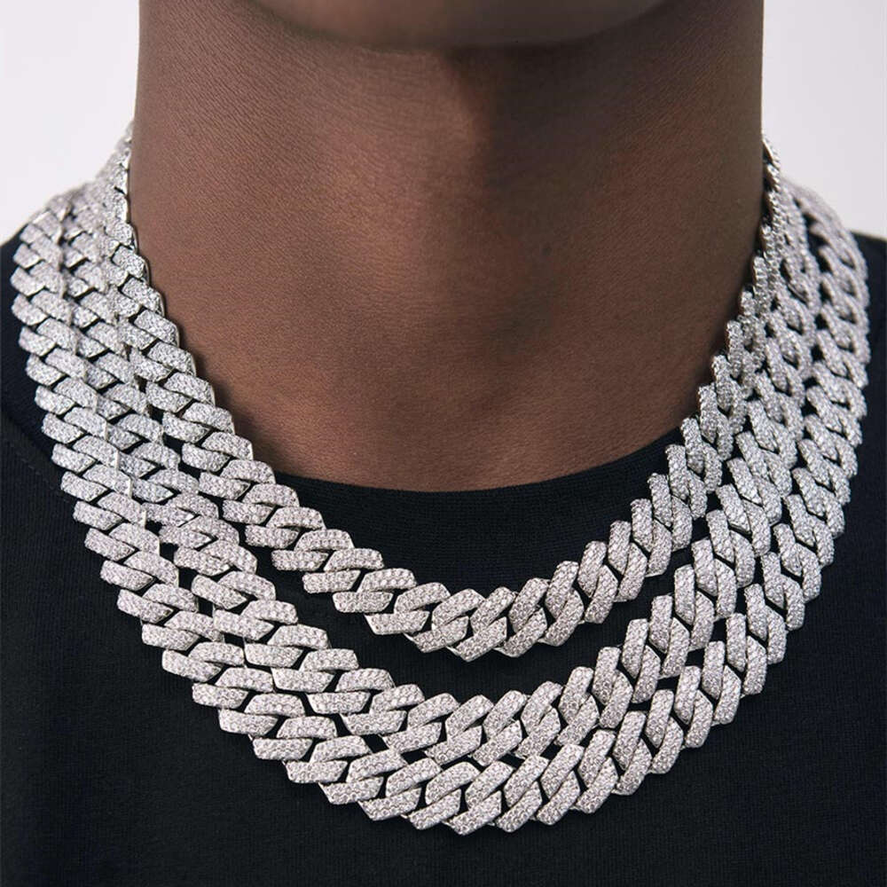 Fully Vvs Moissanite Luxury Cuban Link Chain Fine Hip Hop Jewelry Baguette Diamond Men Necklace 925 Sterling Silver Bracelet