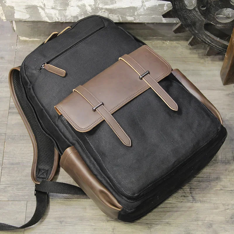 Fashionable canvas mens backpack with large capacity suitable for school and travel 240704bj