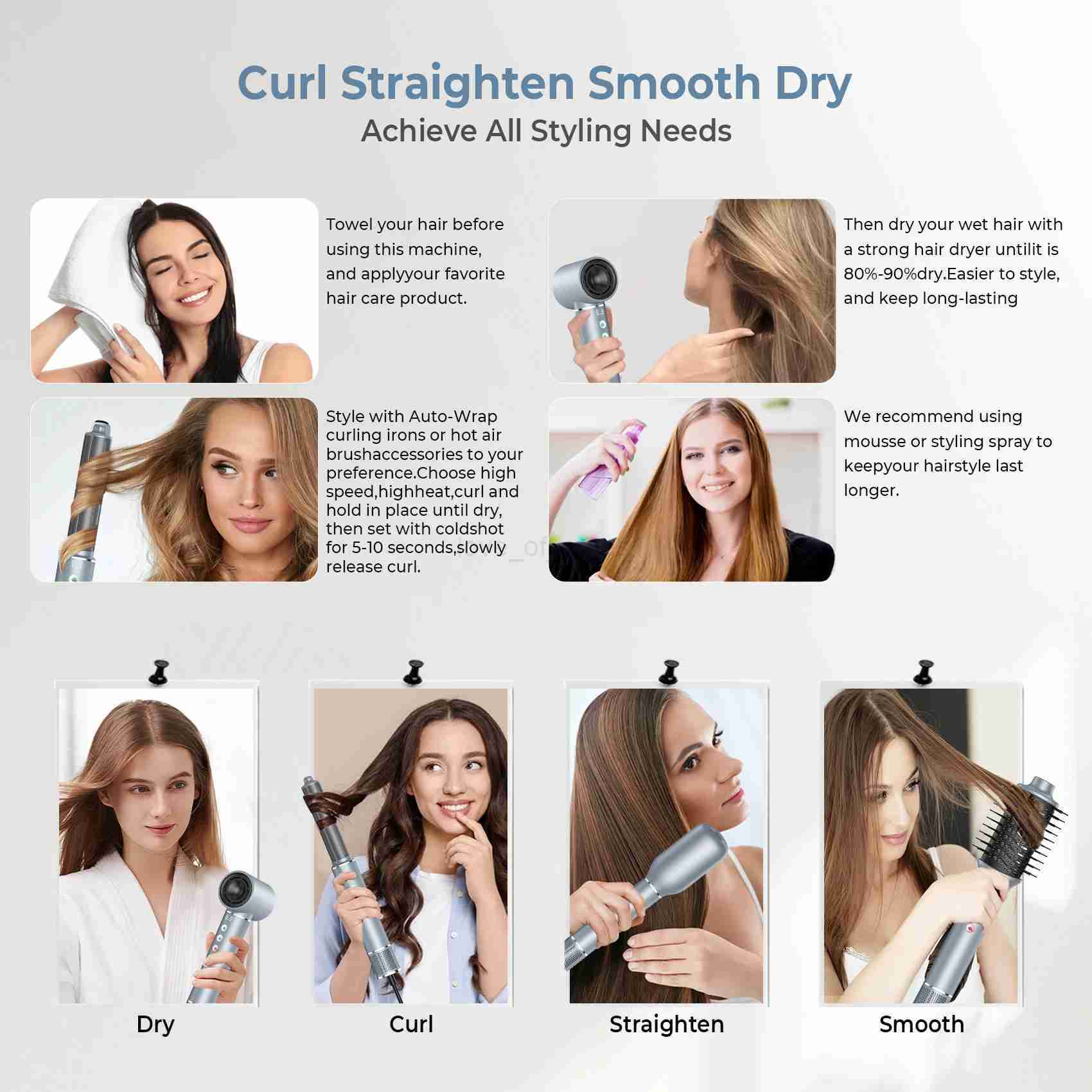 High Speed Hair Dryer 5 in 1 Hair Styling Tools Complete Set Salon Brushless Motor 110000rpm High Speed Ionic Hair DryerM240709