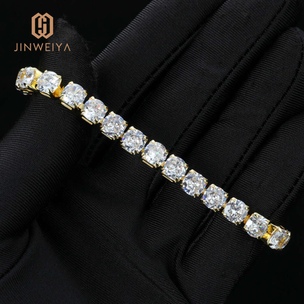 Jwy Men Bracelet Chain Cuban 6mm Tennis Brass Fashion Jewelry 14k Gold Plated Bracelets