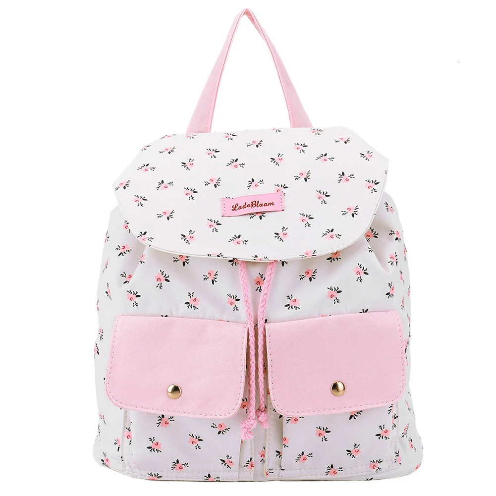 Womens floral backpack fashionable notebook backpack multiple pockets canvas fashionable school backpack adjustable strap for outdoor travel 240704bj