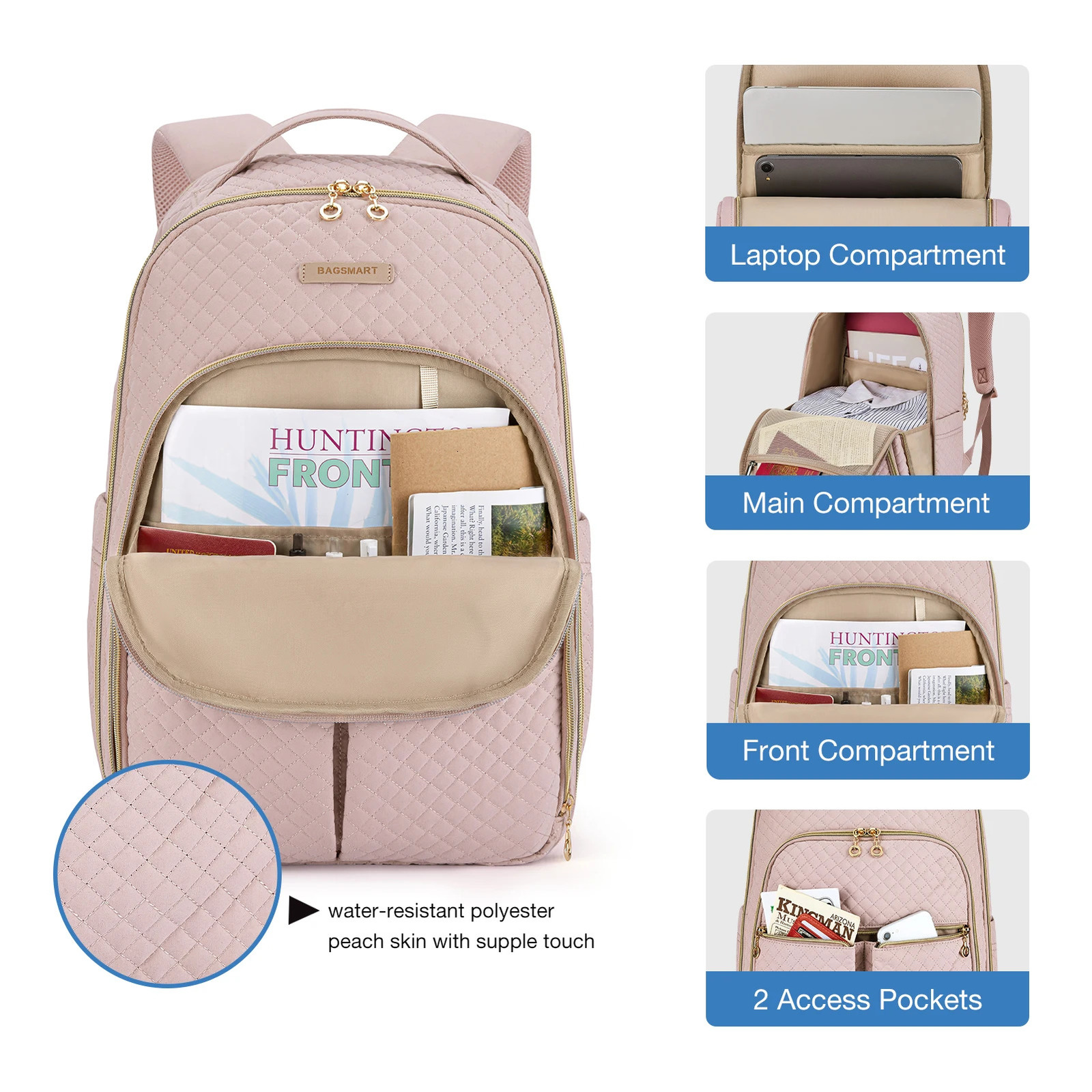 BAGSMART Travel Laptop Womens Backpack Multi Company Academy Backpack School Fashion Book Bag with USB Charging Port 240704bj